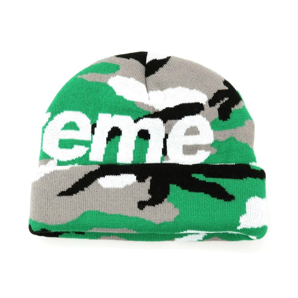 【中古】シュプリーム Supreme 2025年秋冬 Camo Big Logo Beanie ニットキャップ グリーンxグレー【サイズ58cm（ONE SIZE）】【 状態ランクA 】【 メンズ 】