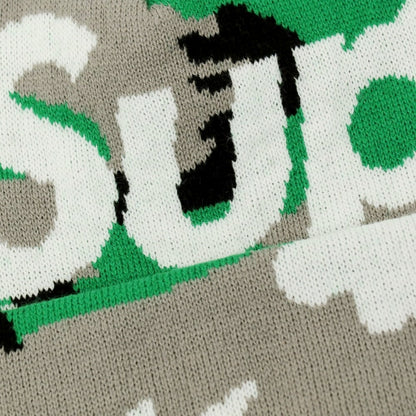 【中古】シュプリーム Supreme 2025年秋冬 Camo Big Logo Beanie ニットキャップ グリーンxグレー【サイズ58cm（ONE SIZE）】【 状態ランクA 】【 メンズ 】