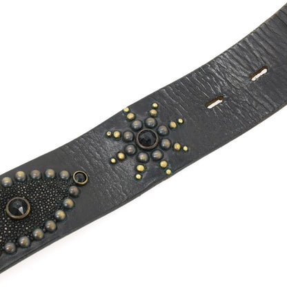 【中古】エイチティーシー HTC レザー スタッズ ベルト ブラック【サイズ85/34】【 状態ランクC 】【 メンズ 】