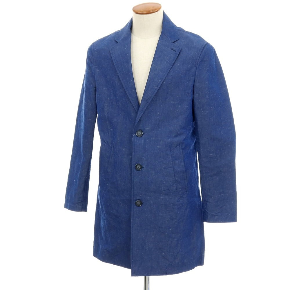 【中古】ジャンネット giannetto コットンリネンシルク チェスターフィールドコート ブルー【サイズ46】【 状態ランクB 】【 メンズ 】