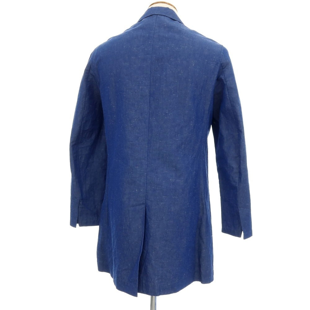 【中古】ジャンネット giannetto コットンリネンシルク チェスターフィールドコート ブルー【サイズ46】【 状態ランクB 】【 メンズ 】