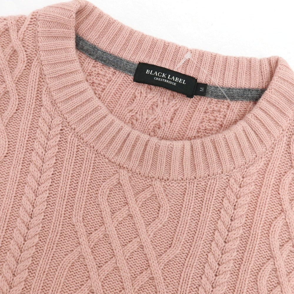 【中古】ブラックレーベル クレストブリッジ BLACK LABELCRESTBRIDGE ミドルゲージ ウールカシミヤ クルーネック プルオーバーニット ピンクxオフホワイト【サイズM】【 状態ランクB 】【 メンズ 】