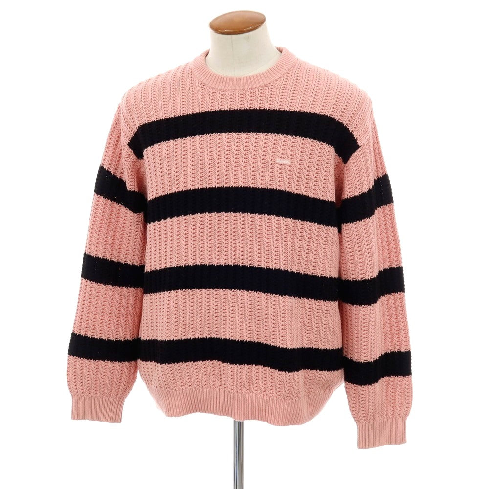 【中古】シュプリーム Supreme 2025年春夏 Loose Gauge Stripe Small Box Sweater プルオーバーニット ピンクxブラック【サイズM】【 状態ランクB 】【 メンズ 】[DPD]