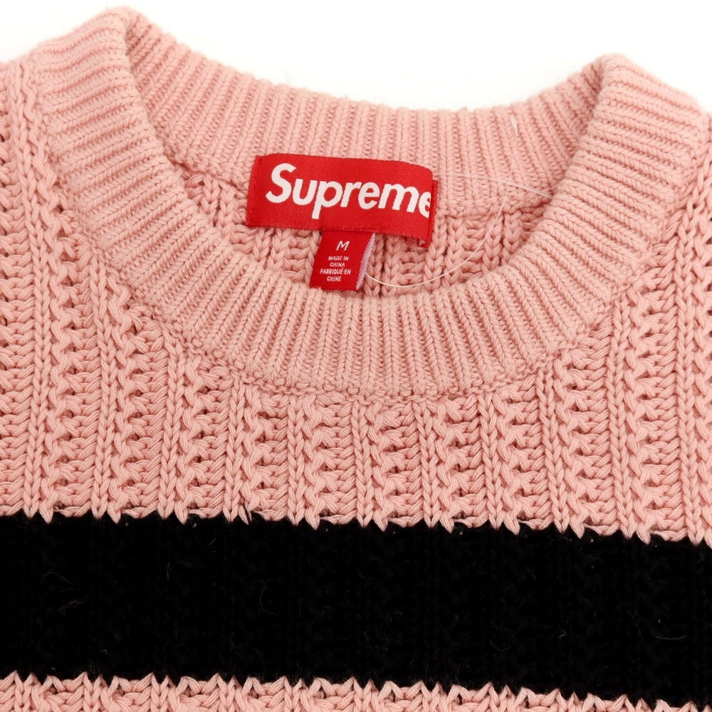 【中古】シュプリーム Supreme 2025年春夏 Loose Gauge Stripe Small Box Sweater プルオーバーニット ピンクxブラック【サイズM】【 状態ランクB 】【 メンズ 】