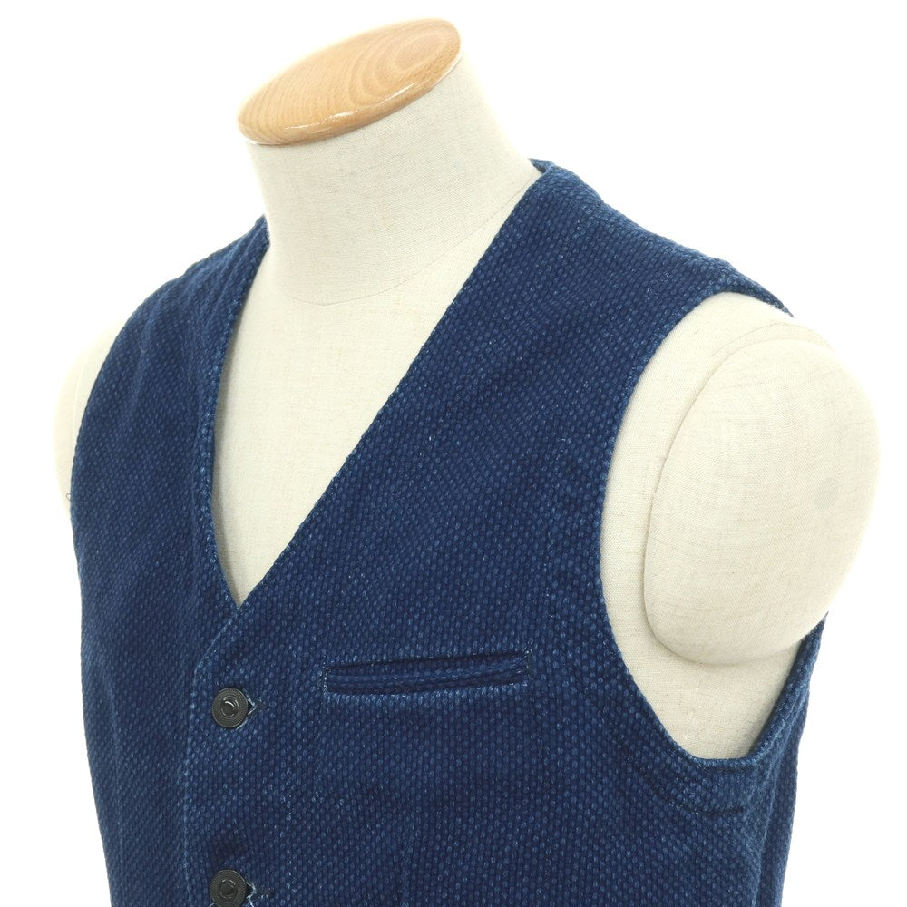 【中古】モモタロウ ジーンズ MOMOTARO JEANS コットン ベスト ネイビーブルー【サイズ36】【 状態ランクB 】【 メンズ 】