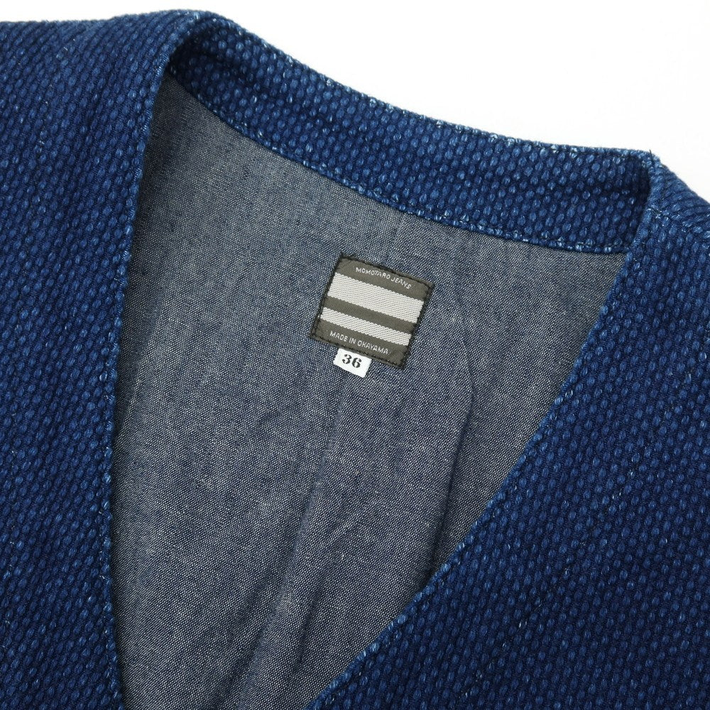 【中古】モモタロウ ジーンズ MOMOTARO JEANS コットン ベスト ネイビーブルー【サイズ36】【 状態ランクB 】【 メンズ 】