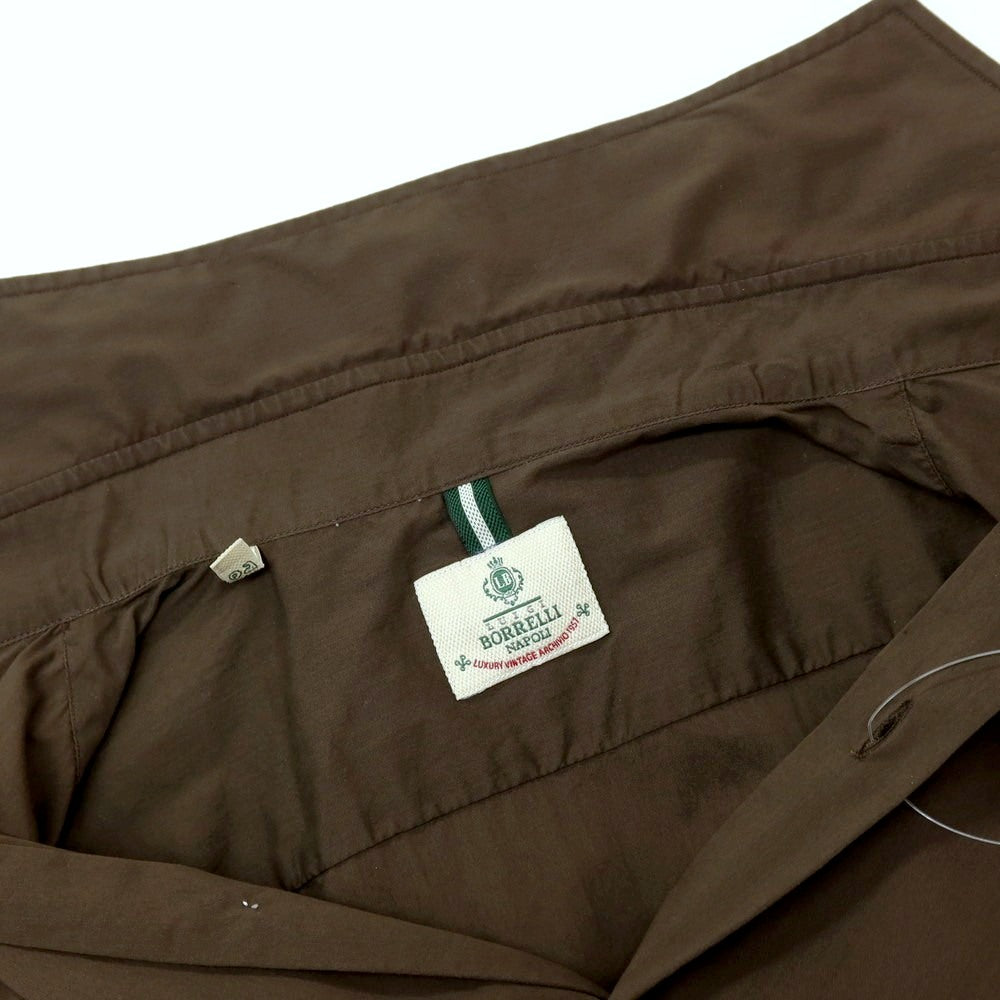 【中古】ルイジボレッリ ラグジュアリーヴィンテージ LUIGIBORRELLI LUXURY VINTAGE ストレッチ コットンナイロン ホリゾンタルカラー カジュアルシャツ ブラウン【サイズM】【 状態ランクB 】【 メンズ 】