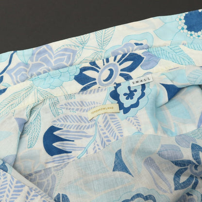 【中古】トゥモローランド TOMORROWLAND コットンリネン ボタニカル プリント レギュラーカラー 半袖シャツ ブルーxホワイト【サイズSMALL】【 状態ランクC 】【 メンズ 】