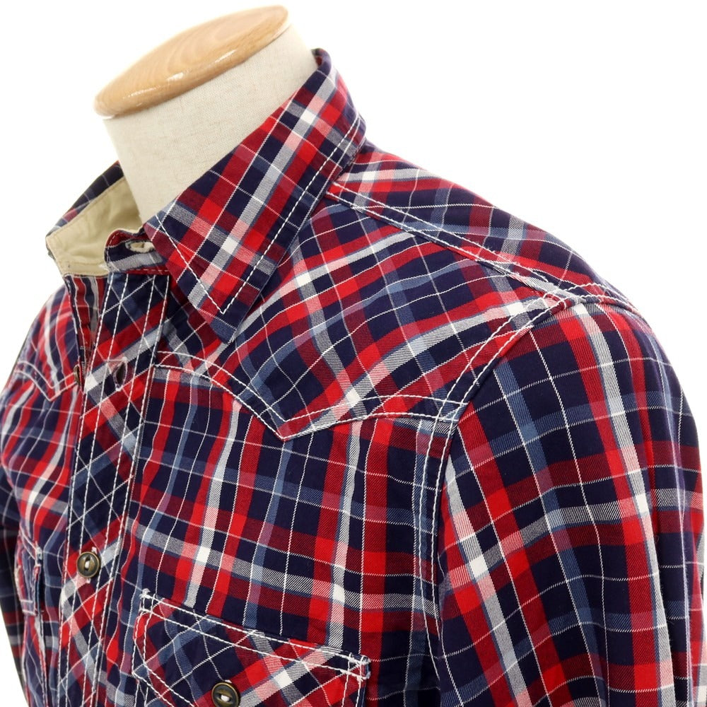 【中古】ユナイテッドカラーズオブベネトン UNITED COLORS OF BENETTON コットン チェック レギュラーカラー カジュアルシャツ レッド【サイズS】【 状態ランクB 】【 メンズ 】