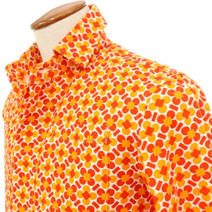 【中古】ロロ LOLO コットン フラワーモチーフ プリント カジュアルシャツ オレンジ【サイズＭ】【 状態ランクB 】【 メンズ 】