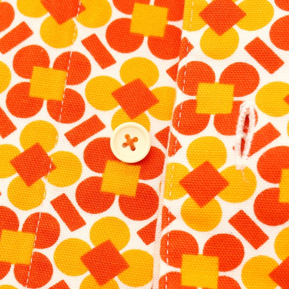 【中古】ロロ LOLO コットン フラワーモチーフ プリント カジュアルシャツ オレンジ【サイズＭ】【 状態ランクB 】【 メンズ 】