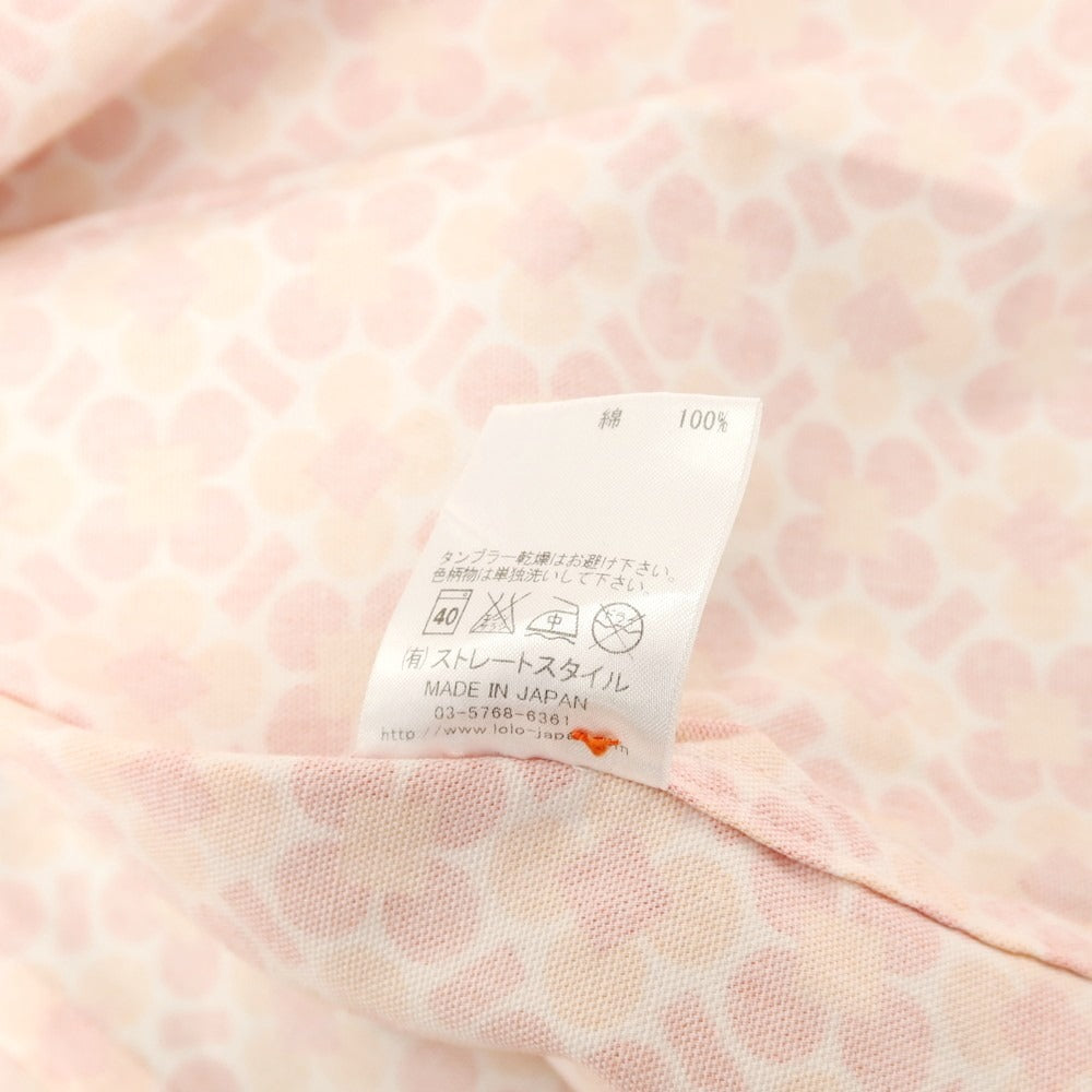 【中古】ロロ LOLO コットン フラワーモチーフ プリント カジュアルシャツ オレンジ【サイズＭ】【 状態ランクB 】【 メンズ 】[CPD]
