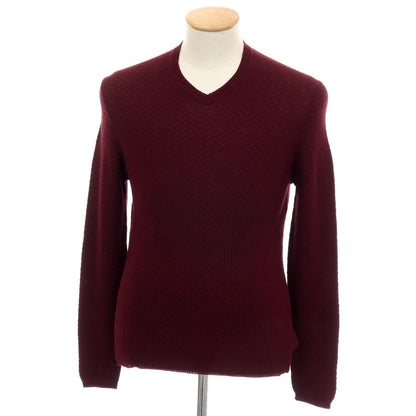 【中古】ザノーネ ZANONE コットン Vネック プルオーバーニット ワインレッド【 44 】【 状態ランクB 】【 メンズ 】[APD]