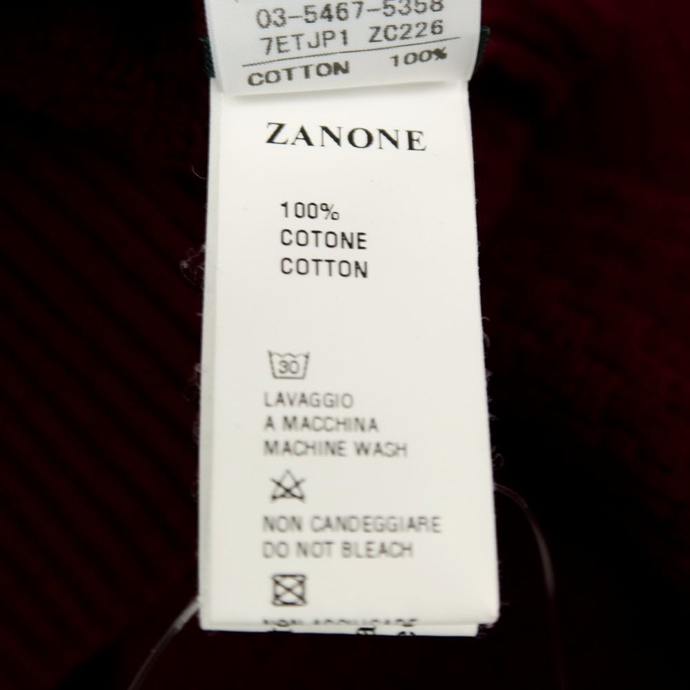 【中古】ザノーネ ZANONE コットン Vネック プルオーバーニット ワインレッド【 44 】【 状態ランクB 】【 メンズ 】[APD]