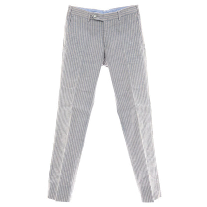 【中古】ジェルマーノ GERMANO リネンコットン ストライプ カジュアルスラックスパンツ ライトネイビーブルーxオレンジ【サイズ44】【 状態ランクB 】【 メンズ 】