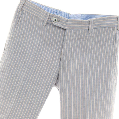 【中古】ジェルマーノ GERMANO リネンコットン ストライプ カジュアルスラックスパンツ ライトネイビーブルーxオレンジ【サイズ44】【 状態ランクB 】【 メンズ 】