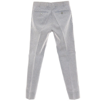 【中古】ジェルマーノ GERMANO リネンコットン ストライプ カジュアルスラックスパンツ ライトネイビーブルーxオレンジ【サイズ44】【 状態ランクB 】【 メンズ 】