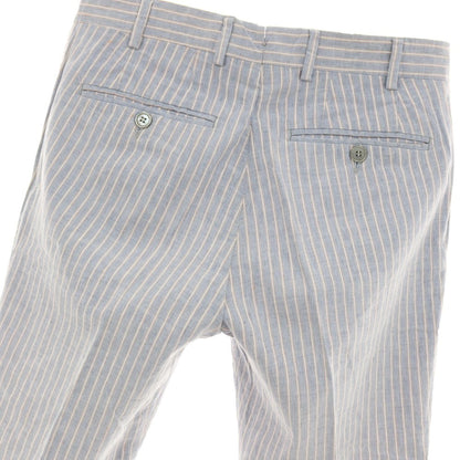 【中古】ジェルマーノ GERMANO リネンコットン ストライプ カジュアルスラックスパンツ ライトネイビーブルーxオレンジ【サイズ44】【 状態ランクB 】【 メンズ 】