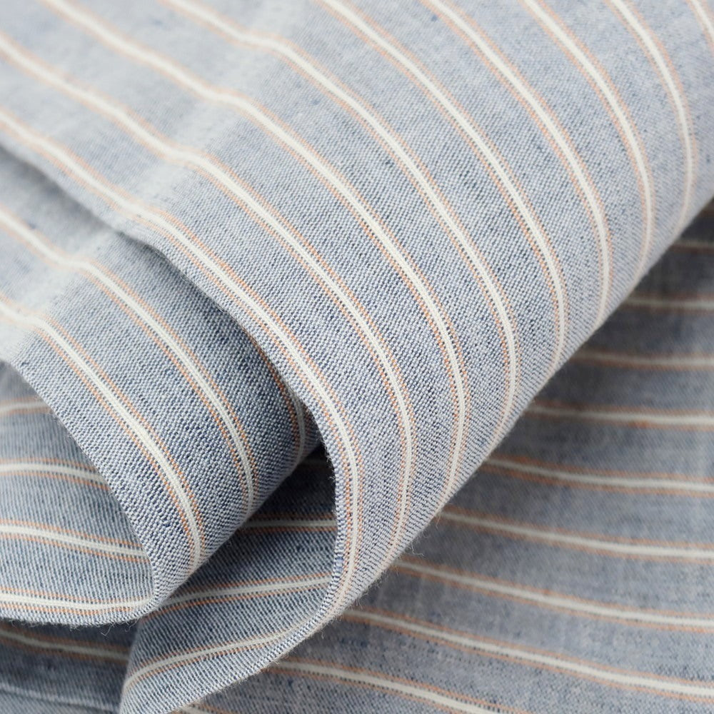 【中古】ジェルマーノ GERMANO リネンコットン ストライプ カジュアルスラックスパンツ ライトネイビーブルーxオレンジ【サイズ44】【 状態ランクB 】【 メンズ 】