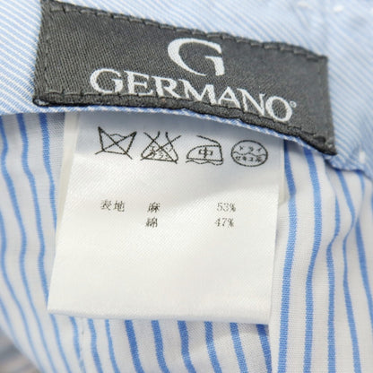 【中古】ジェルマーノ GERMANO リネンコットン ストライプ カジュアルスラックスパンツ ライトネイビーブルーxオレンジ【サイズ44】【 状態ランクB 】【 メンズ 】