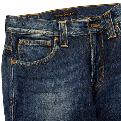 【中古】ヌーディージーンズ Nudie Jeans ユーズド加工 コットン デニムパンツ ジーンズ ネイビー【サイズ28】【 状態ランクA 】【 メンズ 】