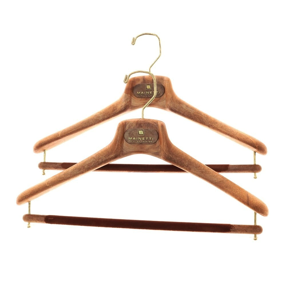 【中古】マイネッティ Mainetti 2本セット ハンガー ブラウンxゴールド【サイズ40】【 状態ランクA 】【 メンズ 】