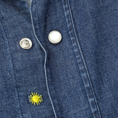 【中古】ジャンネット giannetto ストレッチ コットン ワイドカラー ウエスタンシャツ ネイビー【サイズ38】【 状態ランクC 】【 メンズ 】