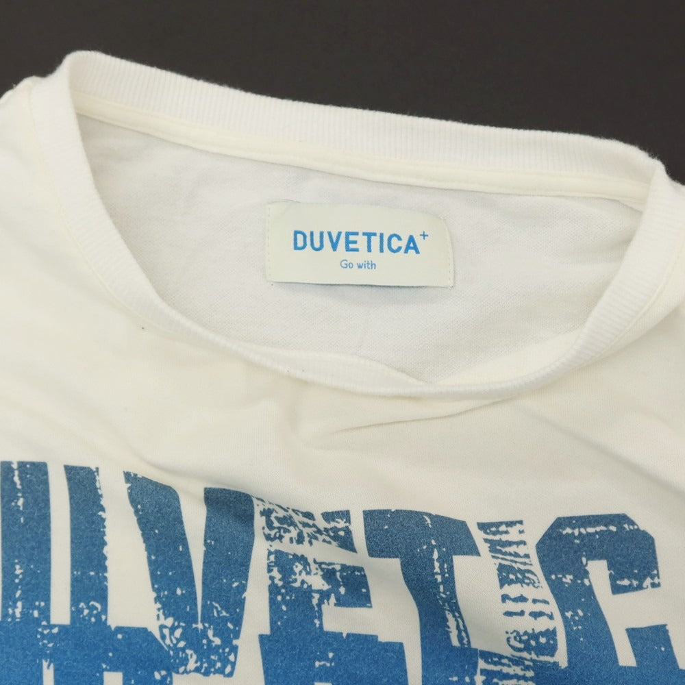 【中古】デュベティカ DUVETICA コットン プリント 半袖Ｔシャツ ホワイトxブルー【サイズL】【 状態ランクB 】【 メンズ 】[DPD]