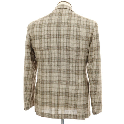 【中古】【未使用】デペトリロ DE PETRILLO Posillipo シルクウール チェック 3B テーラードジャケット ベージュxグリーン【サイズ50】【 状態ランクS 】【 メンズ 】