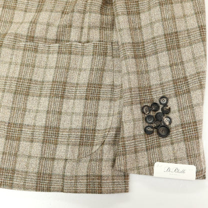 【中古】【未使用】デペトリロ DE PETRILLO Posillipo シルクウール チェック 3B テーラードジャケット ベージュxグリーン【サイズ50】【 状態ランクS 】【 メンズ 】