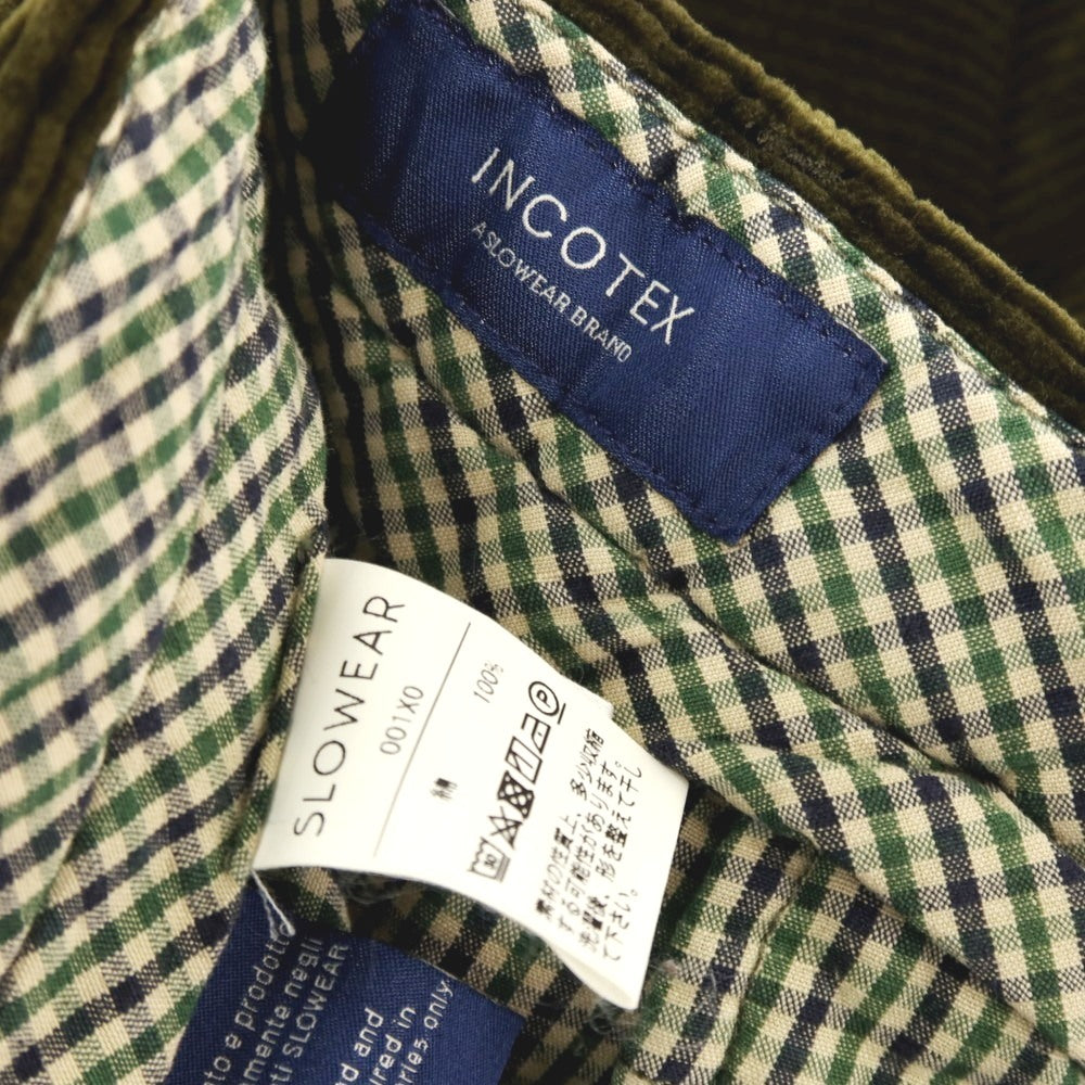 【中古】インコテックス INCOTEX コットン 中太畝 カーゴ コーデュロイパンツ オリーブ【サイズ50】【 状態ランクB 】【 メンズ 】