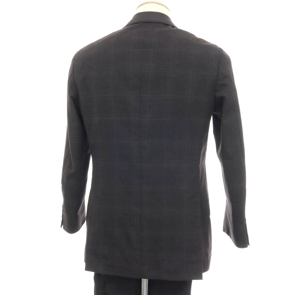 【中古】ラルディーニ LARDINI ストレッチ ウール チェック 3つボタンスーツ ダークグレー【サイズ42】【 状態ランクC 】【 メンズ 】