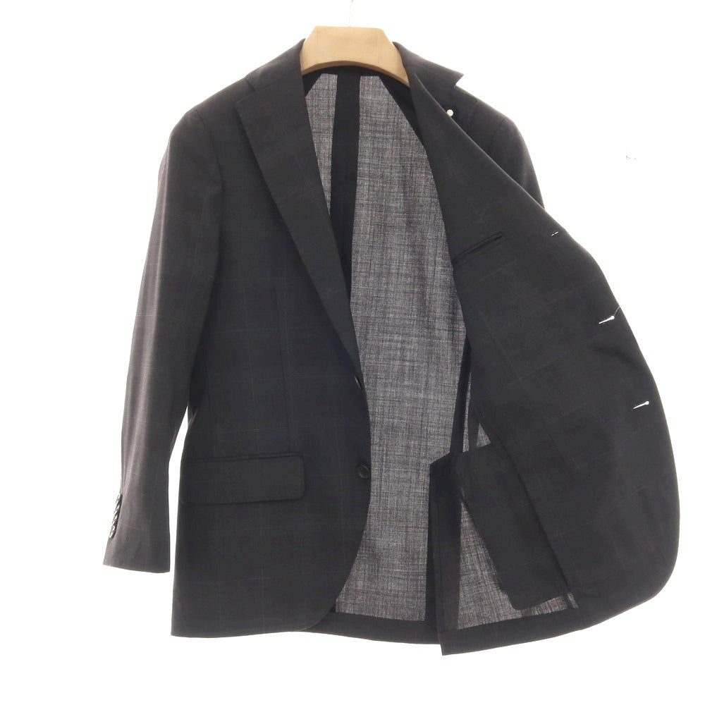 【中古】ラルディーニ LARDINI ストレッチ ウール チェック 3つボタンスーツ ダークグレー【サイズ42】【 状態ランクC 】【 メンズ 】