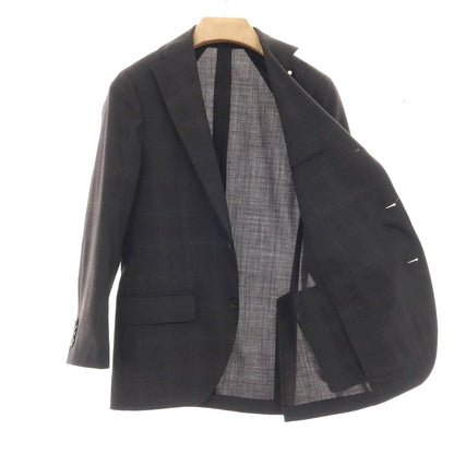 【中古】ラルディーニ LARDINI ストレッチ ウール チェック 3つボタンスーツ ダークグレー【サイズ42】【 状態ランクC 】【 メンズ 】