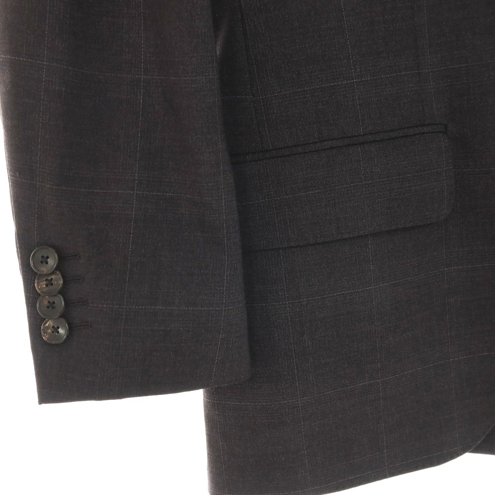 【中古】ラルディーニ LARDINI ストレッチ ウール チェック 3つボタンスーツ ダークグレー【サイズ42】【 状態ランクC 】【 メンズ 】