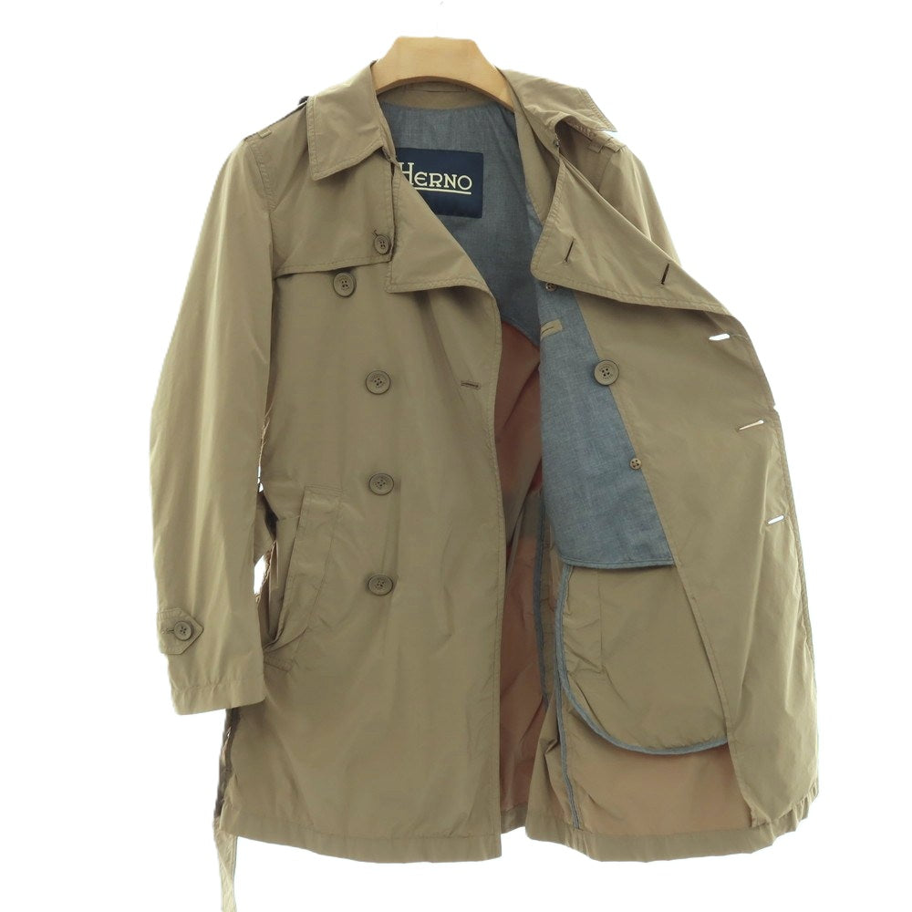【中古】ヘルノ Herno ポリエステルナイロン トレンチコート ベージュ【サイズ42】【 状態ランクC 】【 メンズ 】