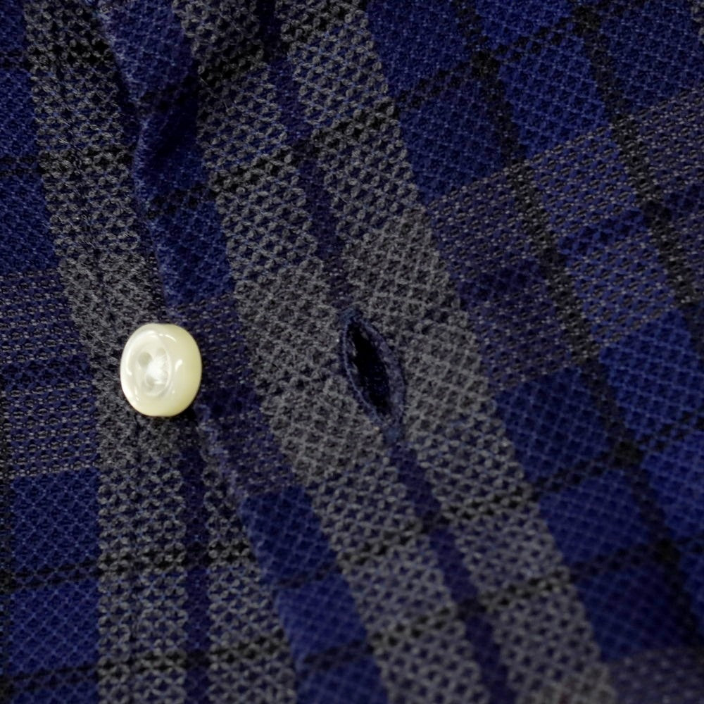 【中古】ギローバー GUY ROVER コットン チェック ホリゾンタルカラー カジュアルシャツ ネイビー【サイズXS】【 状態ランクC 】【 メンズ 】