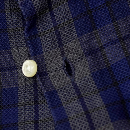 【中古】ギローバー GUY ROVER コットン チェック ホリゾンタルカラー カジュアルシャツ ネイビー【サイズXS】【 状態ランクC 】【 メンズ 】