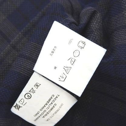 【中古】ギローバー GUY ROVER コットン チェック ホリゾンタルカラー カジュアルシャツ ネイビー【サイズXS】【 状態ランクC 】【 メンズ 】