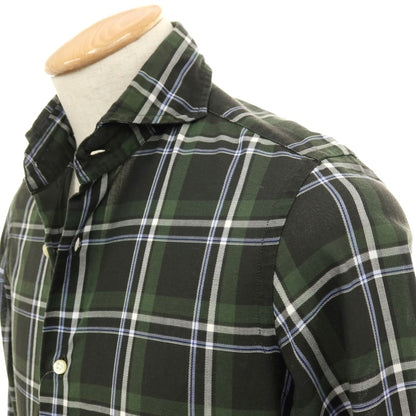 【中古】ギローバー GUY ROVER コットン チェック ホリゾンタルカラー カジュアルシャツ グリーン【サイズXS】【 状態ランクC 】【 メンズ 】