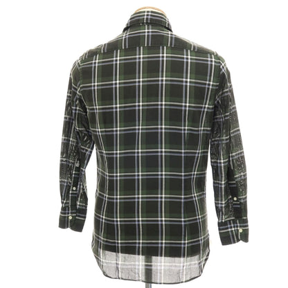 【中古】ギローバー GUY ROVER コットン チェック ホリゾンタルカラー カジュアルシャツ グリーン【サイズXS】【 状態ランクC 】【 メンズ 】