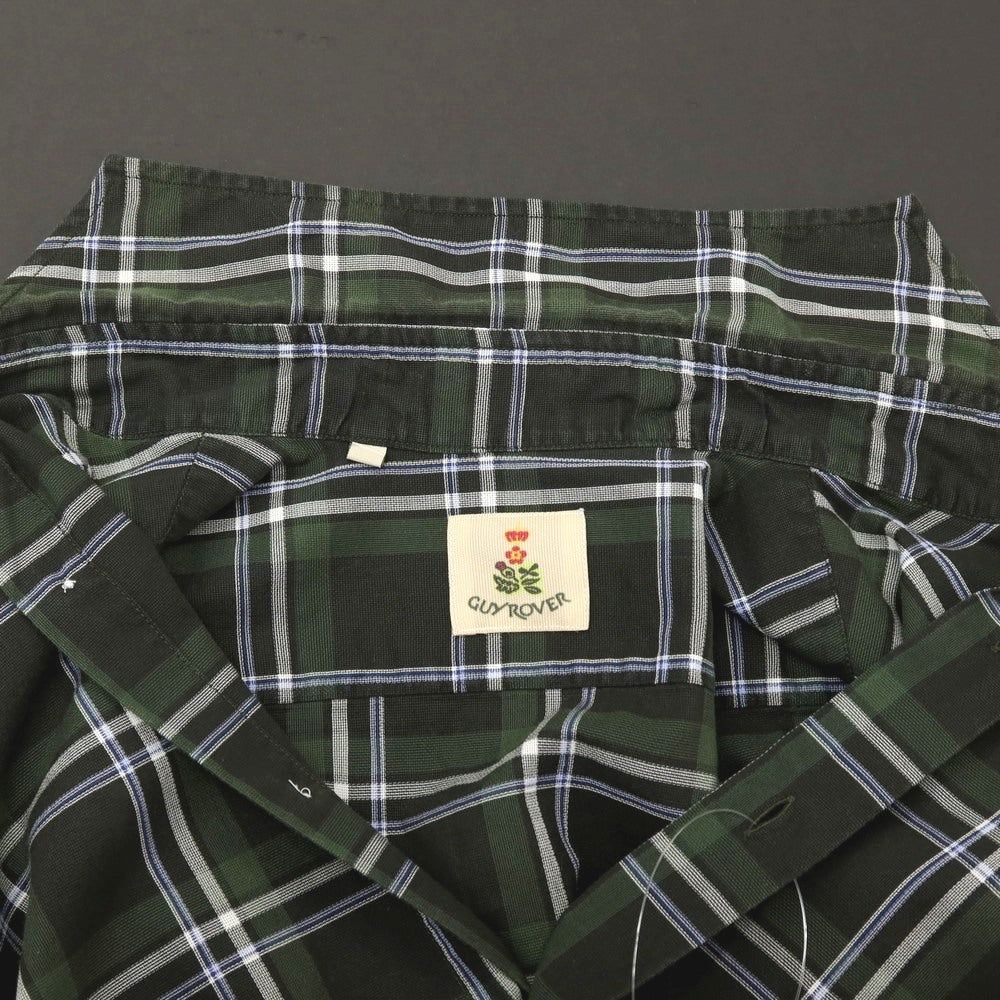 【中古】ギローバー GUY ROVER コットン チェック ホリゾンタルカラー カジュアルシャツ グリーン【サイズXS】【 状態ランクC 】【 メンズ 】