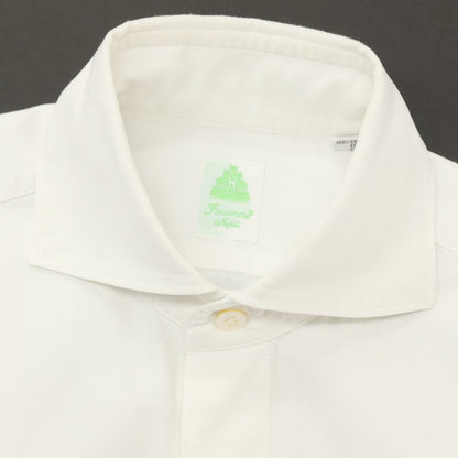 【中古】フィナモレ Finamore コットン ホリゾンタルカラー カジュアルシャツ ホワイト【サイズXS】【 状態ランクC 】【 メンズ 】