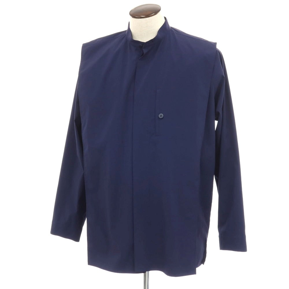 【中古】アイム メン IM MEN 2025年秋冬 ポリエステル系 スタンドカラー カジュアルシャツ ネイビー【サイズ表記なし（L位）】【 状態ランクA 】【 メンズ 】