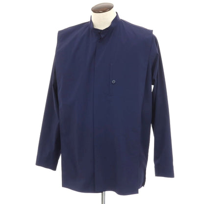【中古】アイム メン IM MEN 2025年秋冬 ポリエステル系 スタンドカラー カジュアルシャツ ネイビー【サイズ表記なし（L位）】【 状態ランクA 】【 メンズ 】