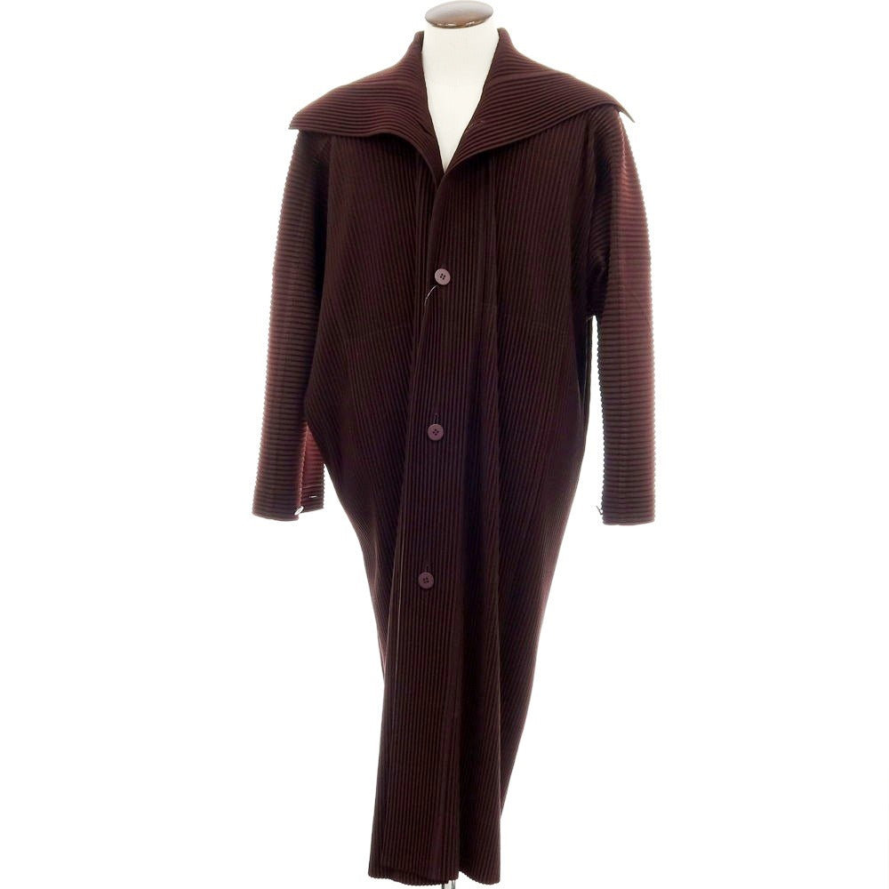 【中古】オム プリッセ イッセイミヤケ HOMME PLISSE ISSEY MIYAKE 2026年春夏 プリーツ加工 ロングコート ダークブラウン【 サイズ表記なし（L位） 】【 状態ランクA 】【 メンズ 】 [BPD]