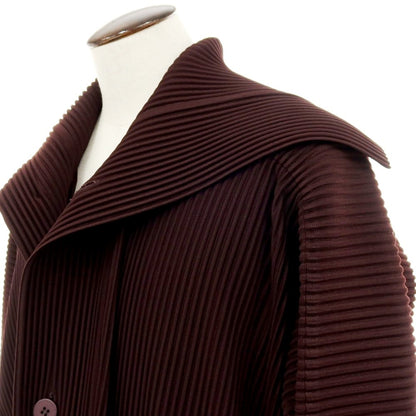 【中古】オム プリッセ イッセイミヤケ HOMME PLISSE ISSEY MIYAKE 2026年春夏 プリーツ加工 ロングコート ダークブラウン【サイズ表記なし（L位）】【 状態ランクA 】【 メンズ 】