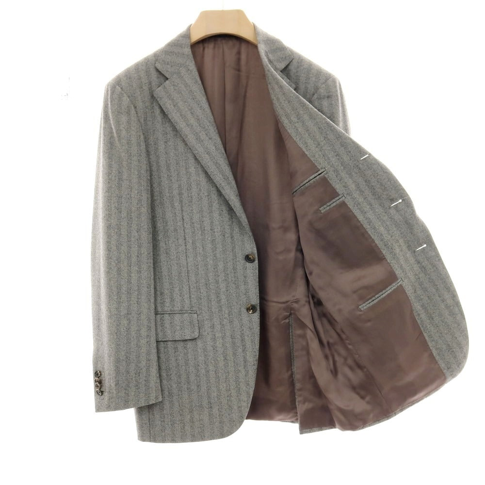 【中古】カルーゾ CARUSO ウールカシミヤ ヘリンボーン 3つボタンスーツ グレー【サイズ50】【 状態ランクB 】【 メンズ 】