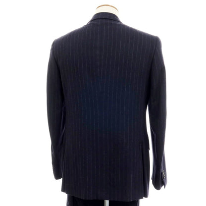 【中古】イザイア ISAIA GREGORY ウールカシミヤ ストライプ 3つボタンスーツ ネイビーxグレー【サイズ48】【 状態ランクC 】【 メンズ 】