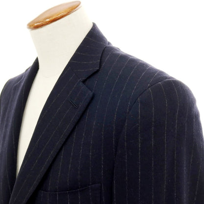 【中古】イザイア ISAIA GREGORY ウールカシミヤ ストライプ 3つボタンスーツ ネイビーxグレー【サイズ48】【 状態ランクC 】【 メンズ 】